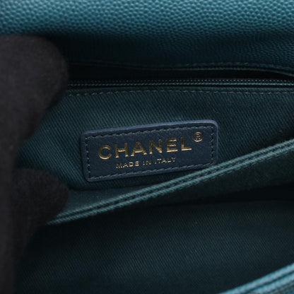 Chanel Handbag Herehandle Flap Quilted 2-Way Blue Green Caviar Leather Exoticcle — view 4