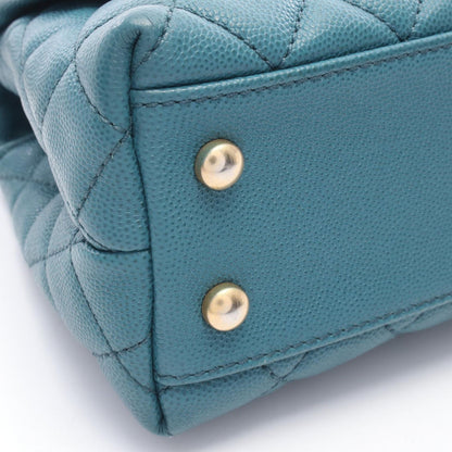 Chanel Handbag Herehandle Flap Quilted 2-Way Blue Green Caviar Leather Exoticcle — view 8
