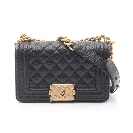 Chanel Shoulder Bag Black Caviar Leather Chain