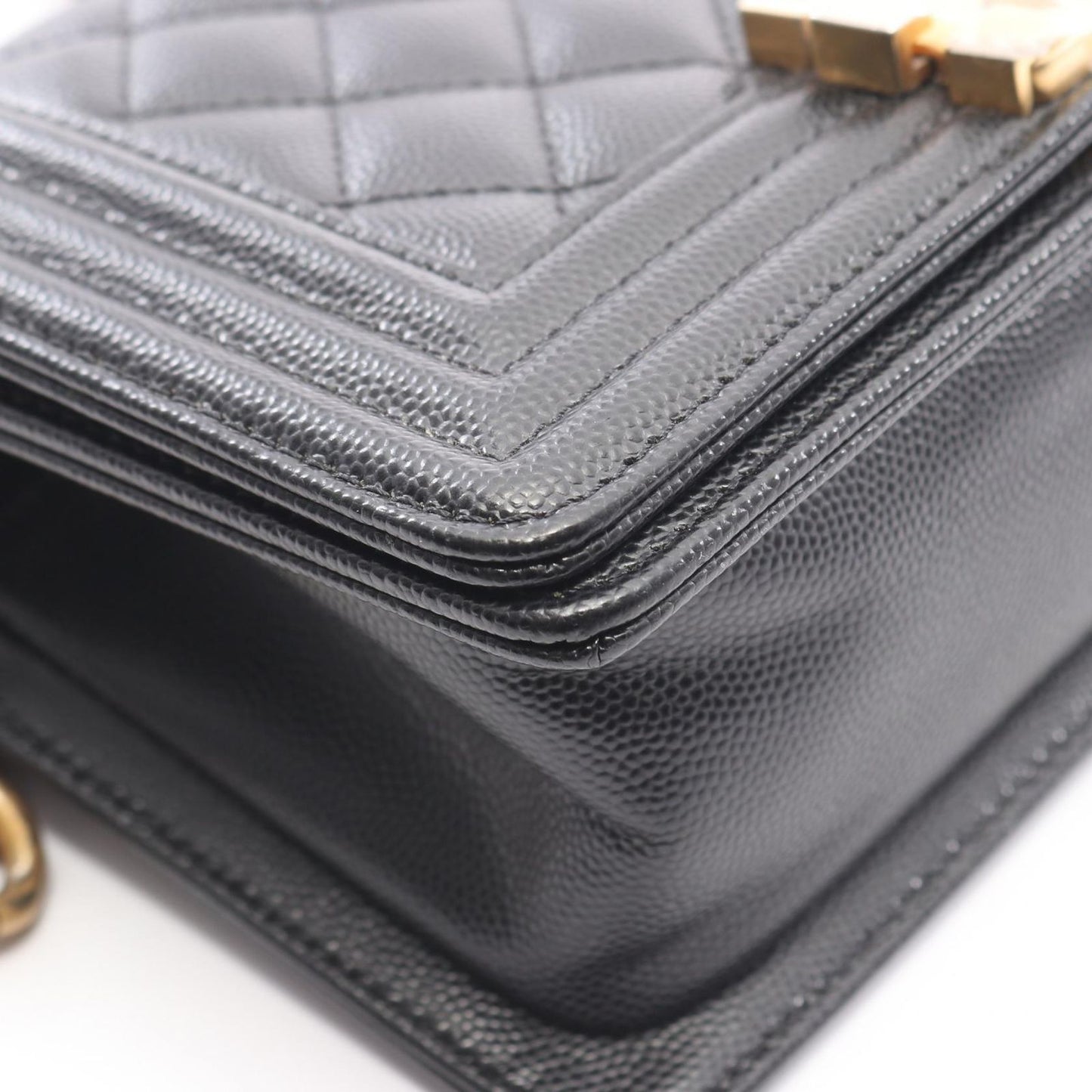 Chanel Shoulder Bag Black Caviar Leather Chain — view 6