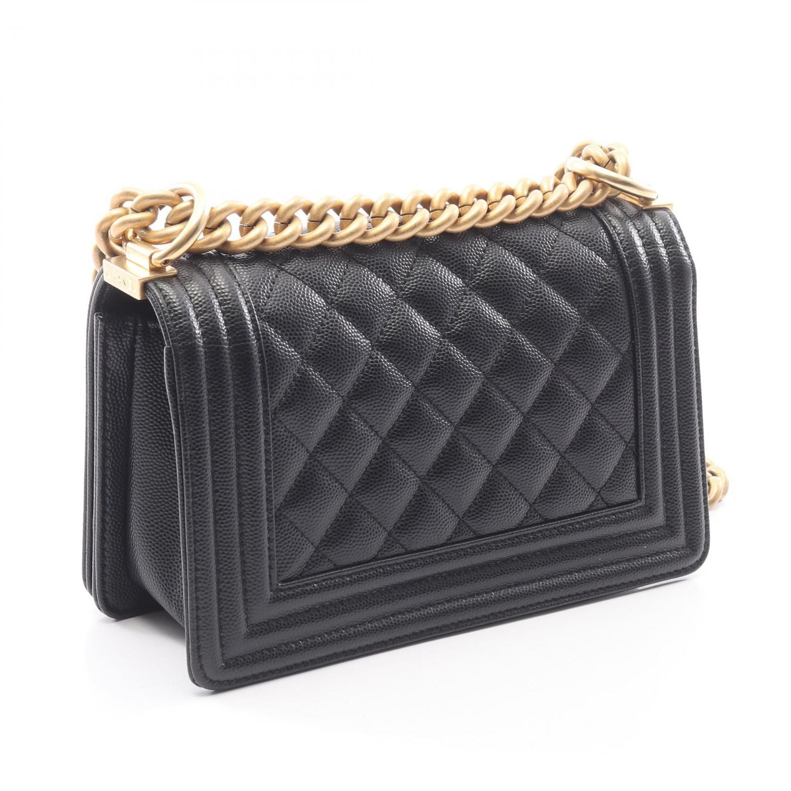 Chanel Shoulder Bag Black Caviar Leather Chain — view 2
