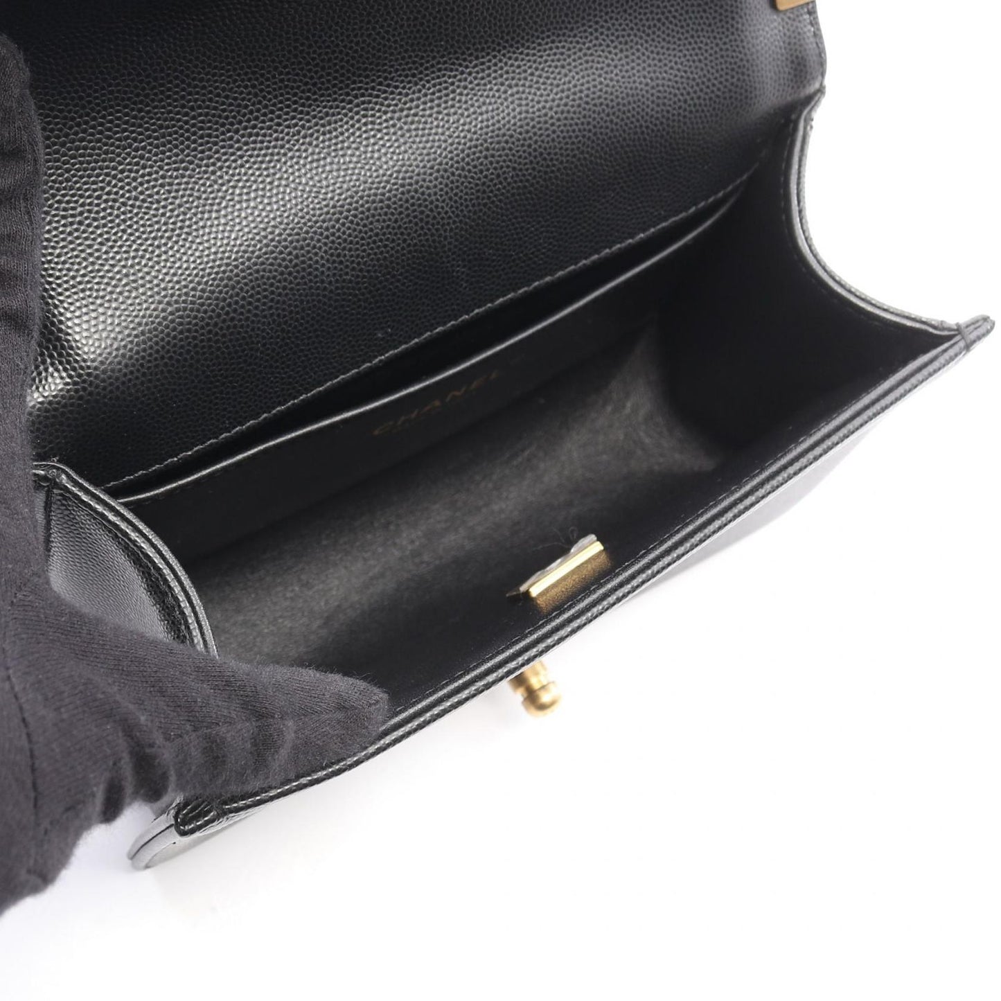Chanel Shoulder Bag Black Caviar Leather Chain — view 3