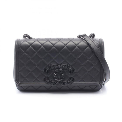 Chanel Shoulder Bag Quilted Black Leather Chain