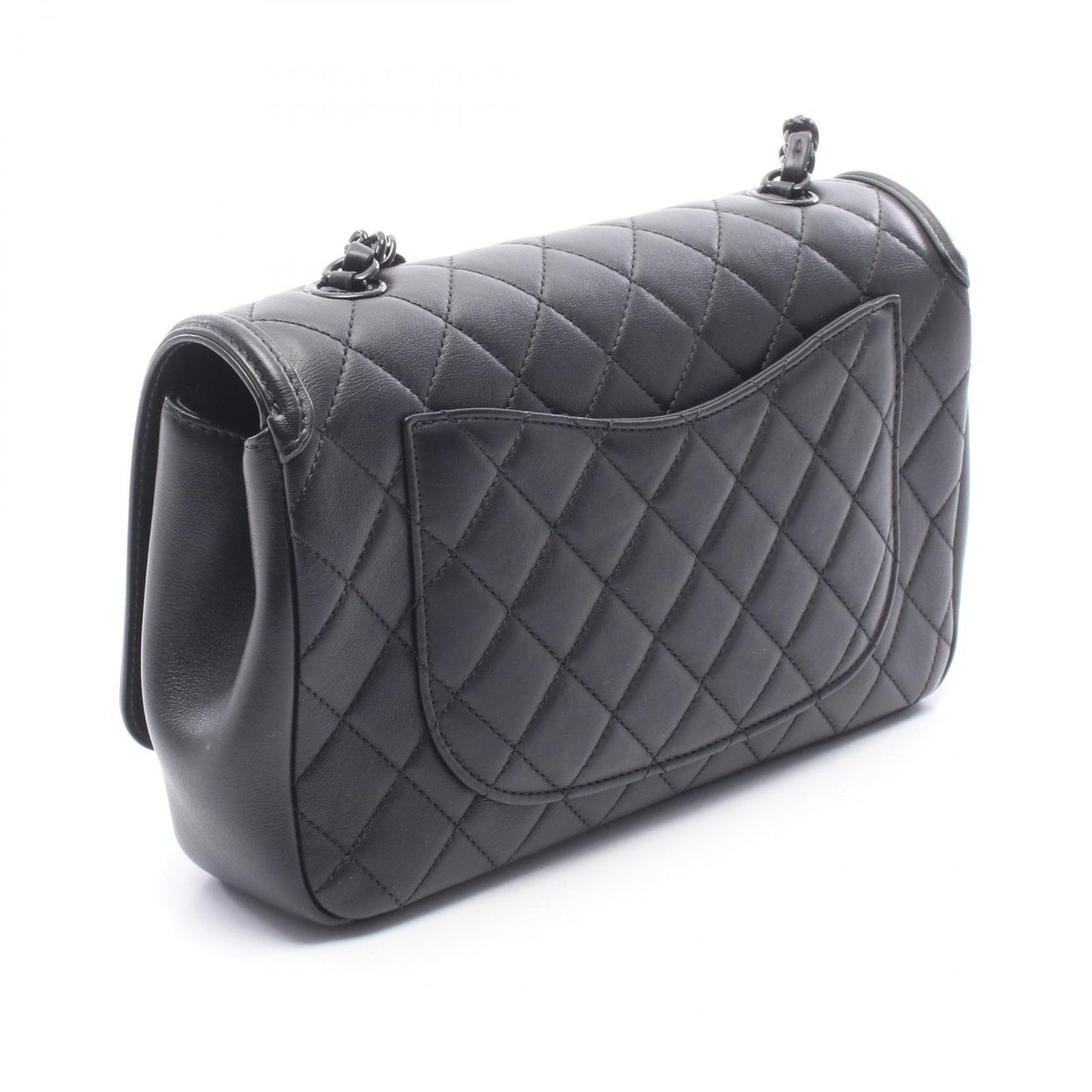 Chanel Shoulder Bag Quilted Black Leather Chain — view 2