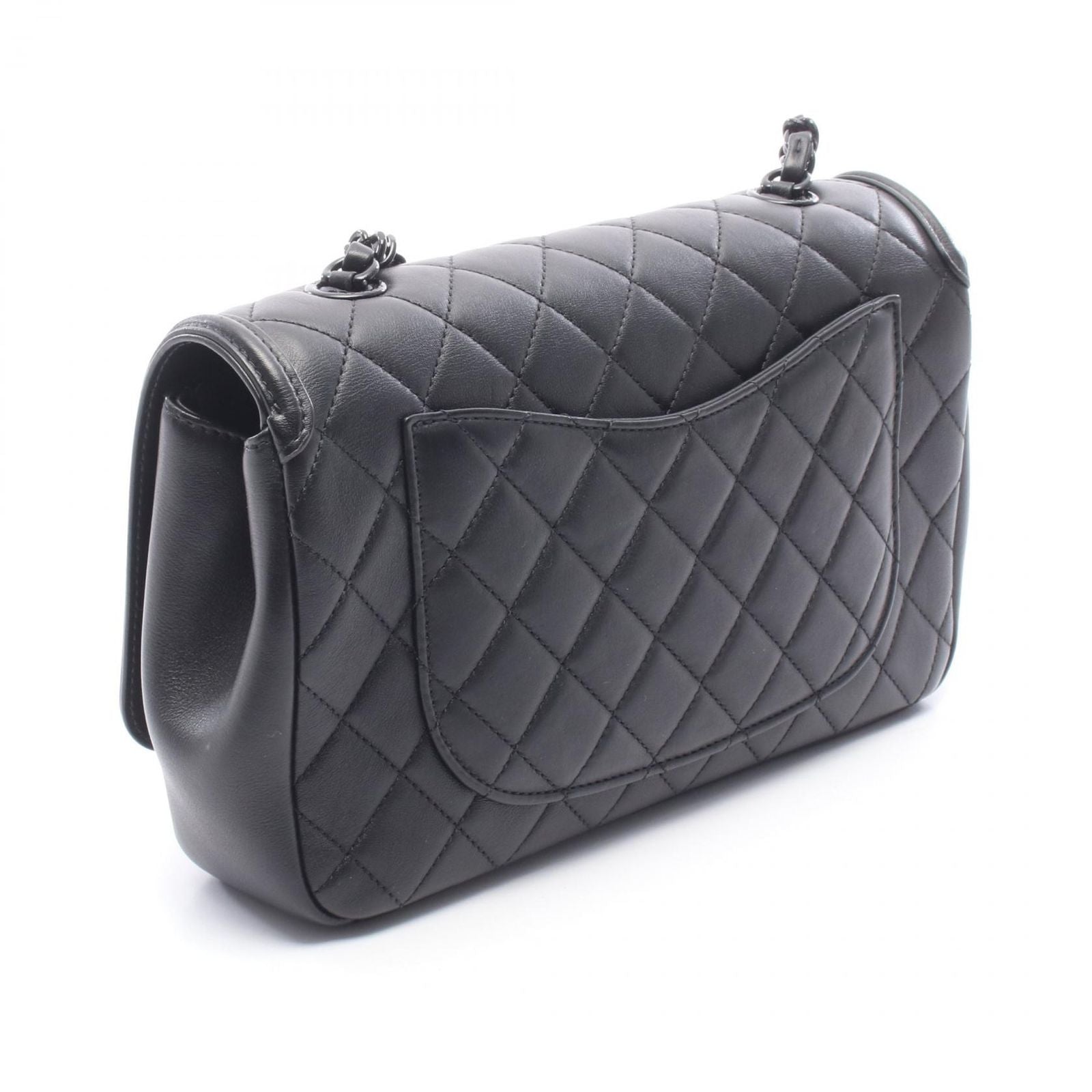 Chanel Shoulder Bag Quilted Black Leather Chain — view 2