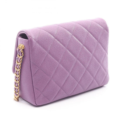 Chanel Shoulder Bag Quilted Flap Purple Caviar Leather Chain — view 2