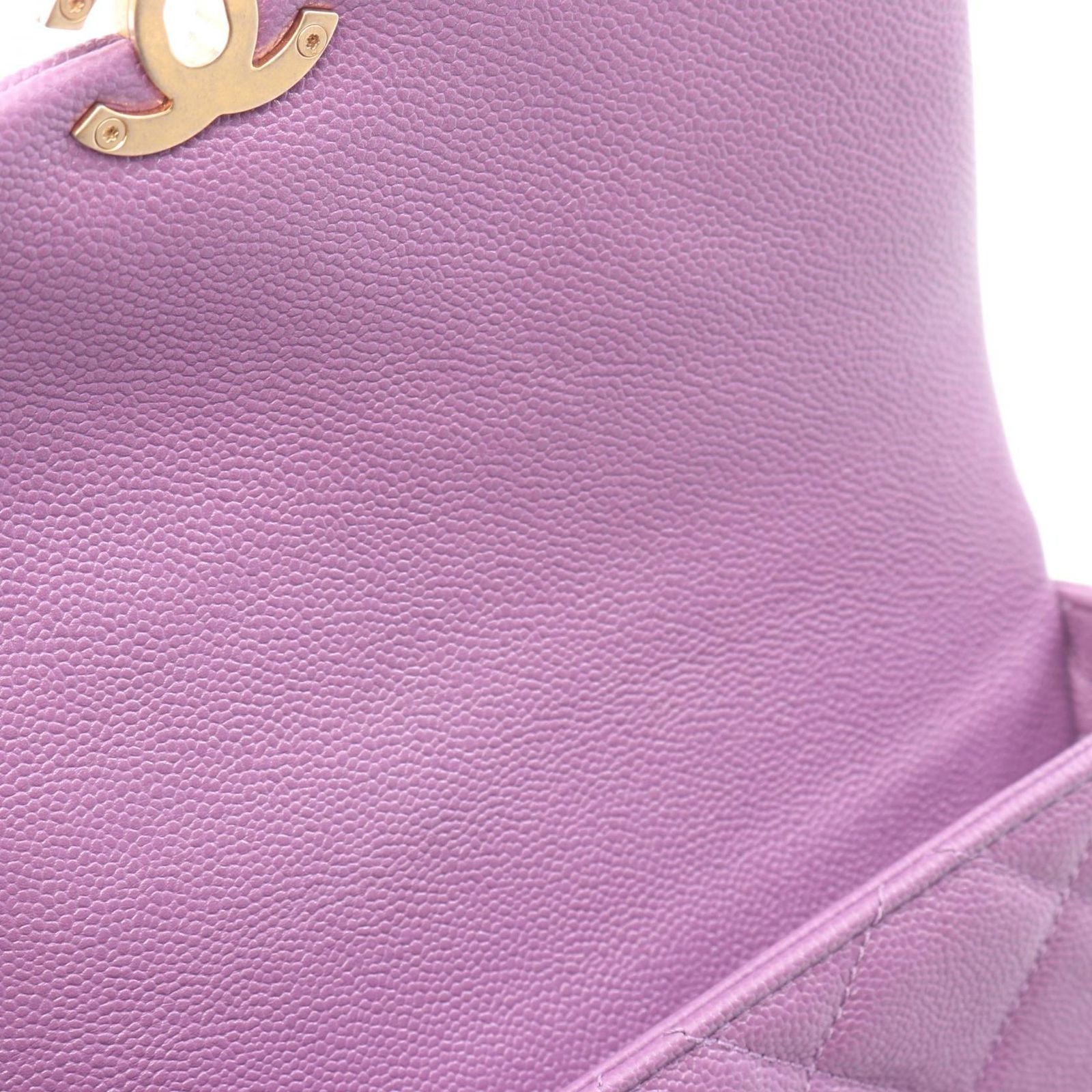 Chanel Shoulder Bag Quilted Flap Purple Caviar Leather Chain — view 8