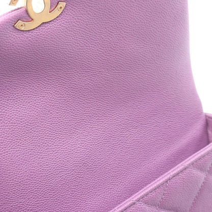 Chanel Shoulder Bag Quilted Flap Purple Caviar Leather Chain — view 8