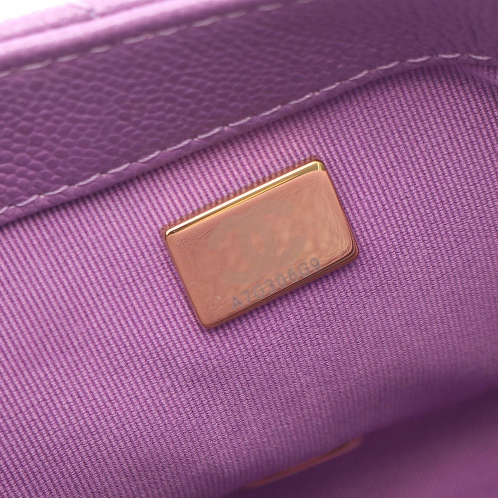 Chanel Shoulder Bag Quilted Flap Purple Caviar Leather Chain — view 5