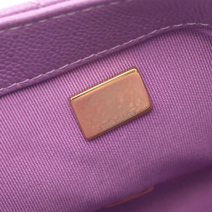 Chanel Shoulder Bag Quilted Flap Purple Caviar Leather Chain — view 5