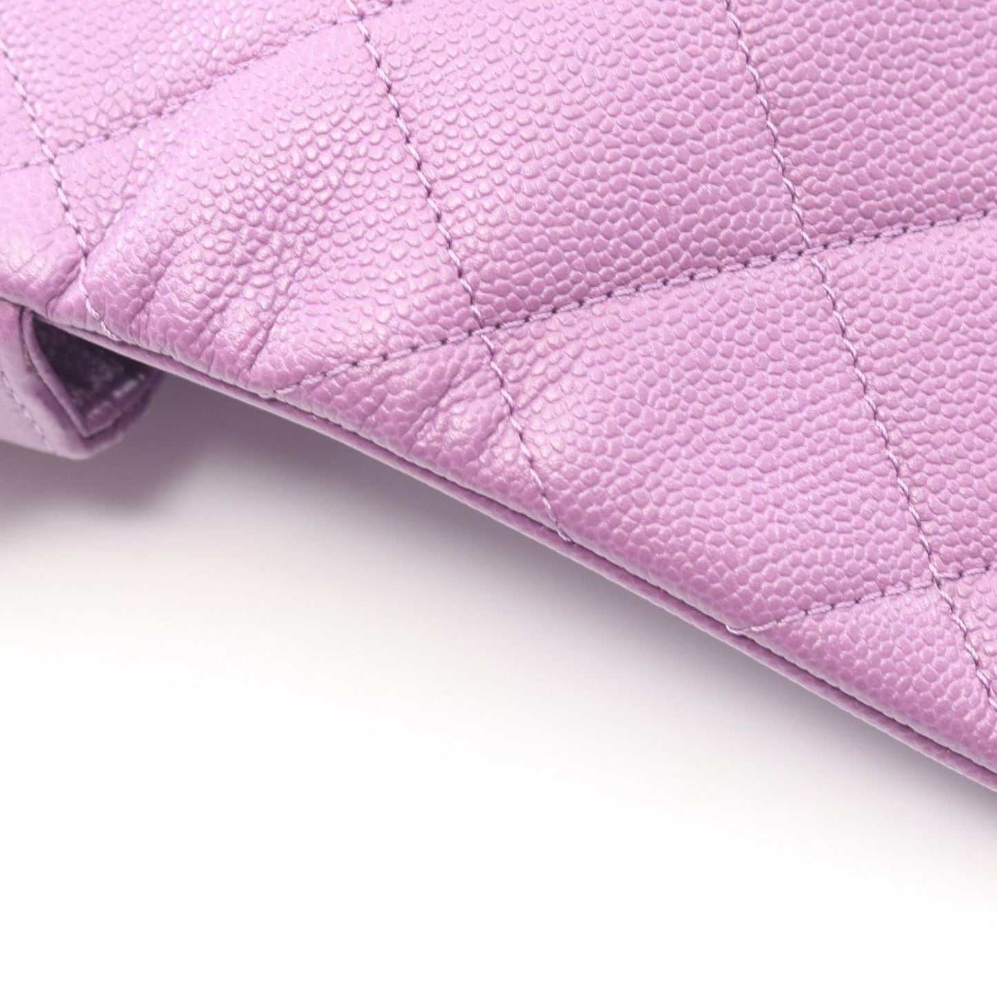 Chanel Shoulder Bag Quilted Flap Purple Caviar Leather Chain — view 7
