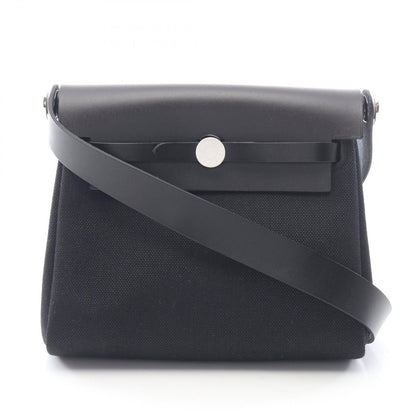 Hermes Shoulder Bag Herbag Zip Mini Black Canvas Leather