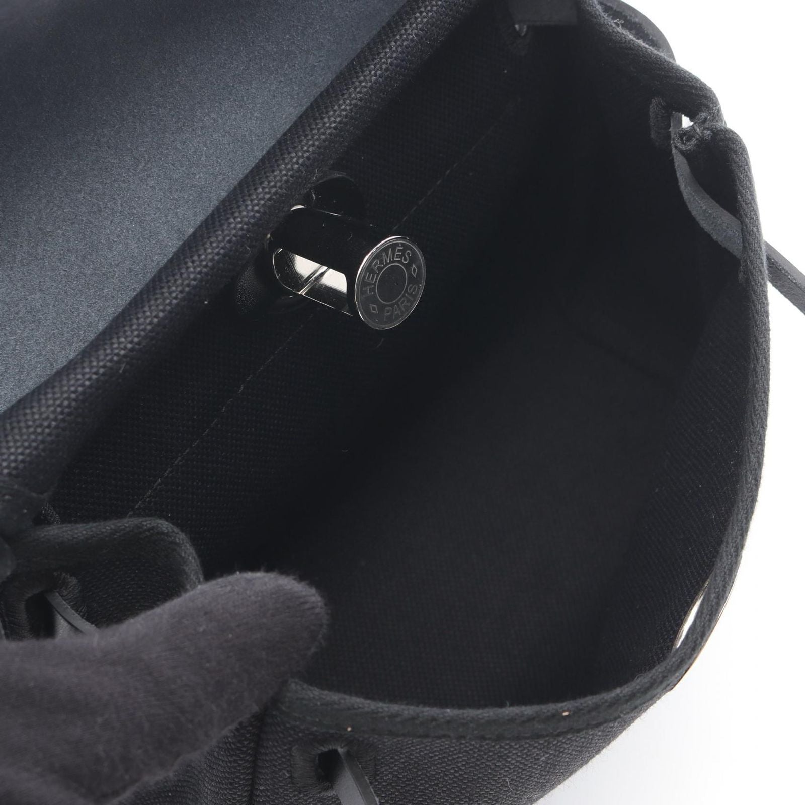 Hermes Shoulder Bag Herbag Zip Mini Black Canvas Leather — view 3