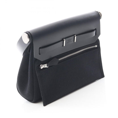 Hermes Shoulder Bag Herbag Zip Mini Black Canvas Leather — view 2