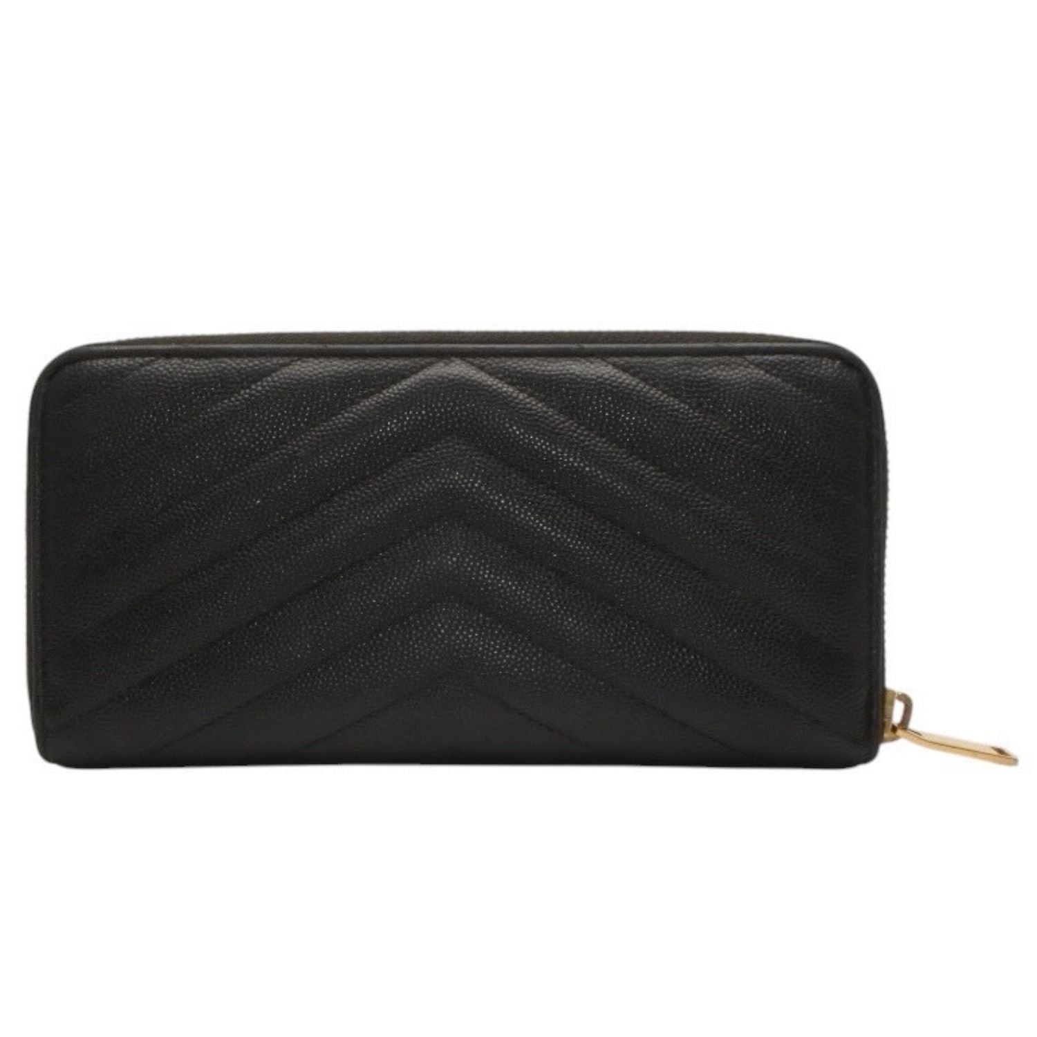 Saint Laurent Wallet Black V-shaped Quilted Gold — view 2