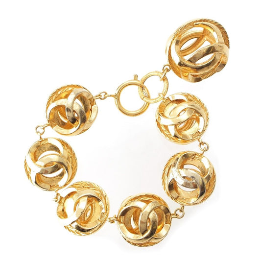 Chanel CC Logo Ball Bracelet Gold Plated