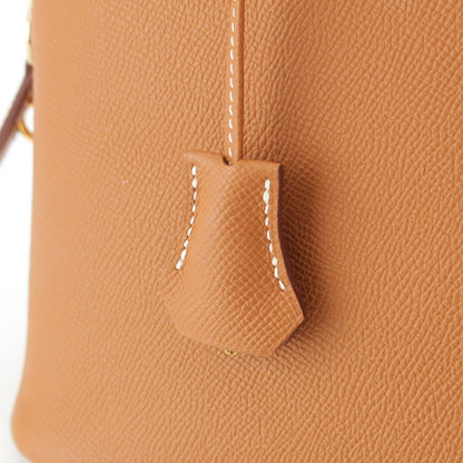 Hermes Veau Epsom Bolide Gold 2-Way Shoulder Handbag 30 Brown — view 8