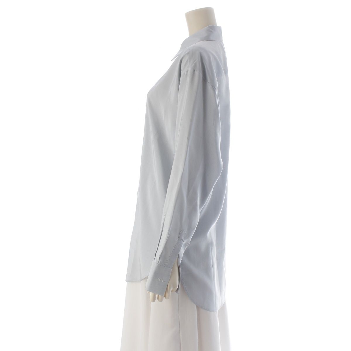 Dior Silk Bee Embroidery Shirt Blouse Top Light Blue 34 — view 3