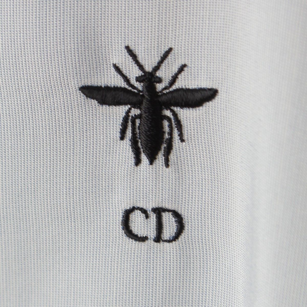 Dior Silk Bee Embroidery Shirt Blouse Top Light Blue 34 — view 7