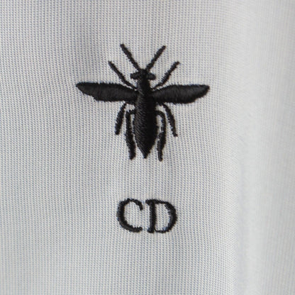 Dior Silk Bee Embroidery Shirt Blouse Top Light Blue 34 — view 7