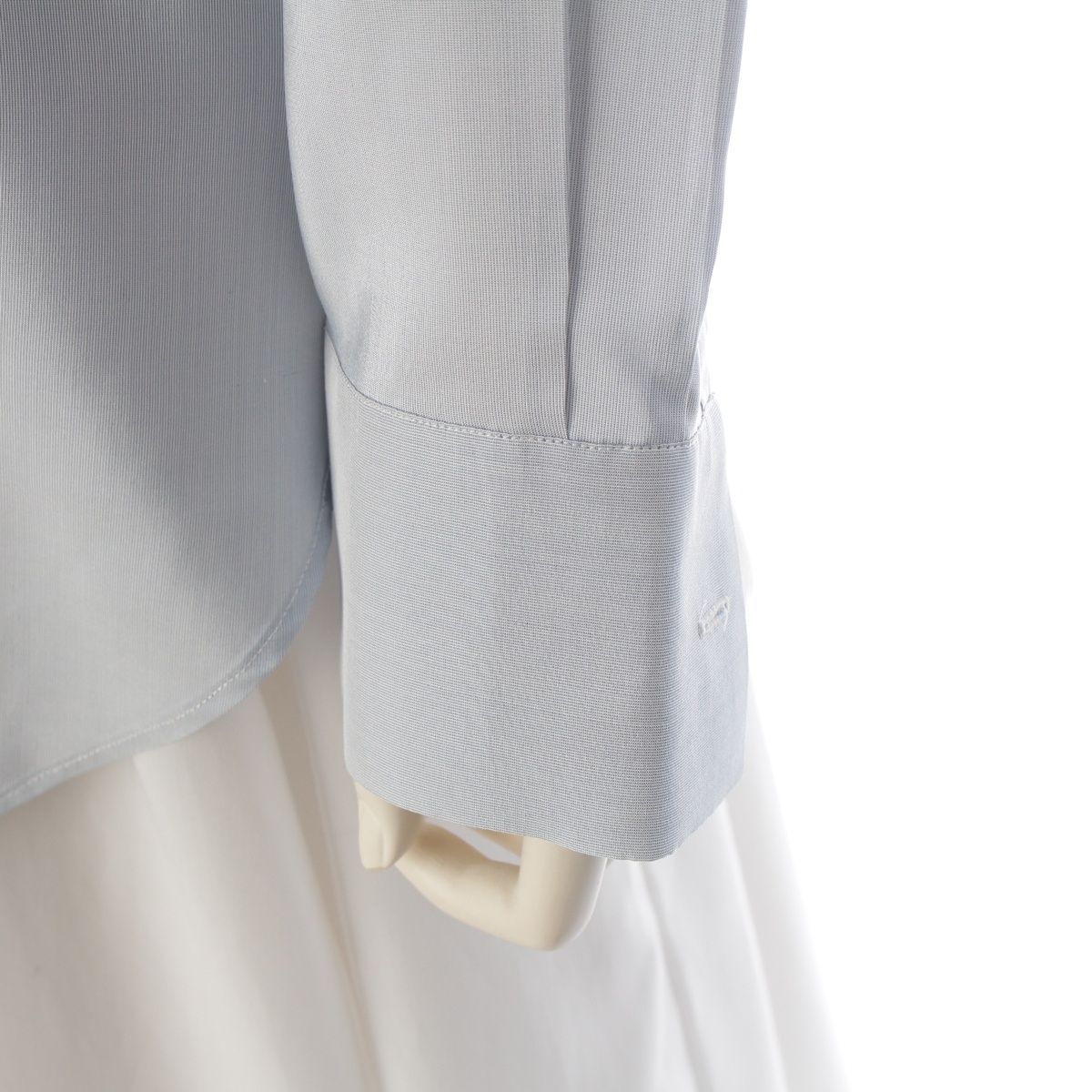 Dior Silk Bee Embroidery Shirt Blouse Top Light Blue 34 — view 6