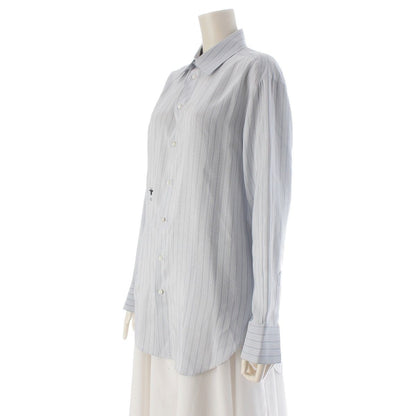 Dior Silk Stripe Bee Embroidery Shirt Blouse Top Light Blue 34 — view 2