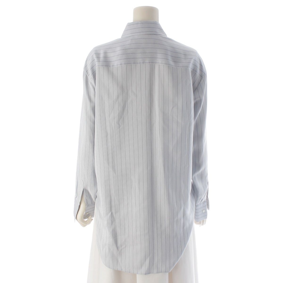 Dior Silk Stripe Bee Embroidery Shirt Blouse Top Light Blue 34 — view 4