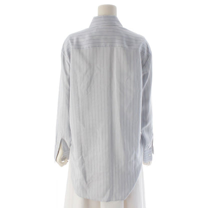 Dior Silk Stripe Bee Embroidery Shirt Blouse Top Light Blue 34 — view 4