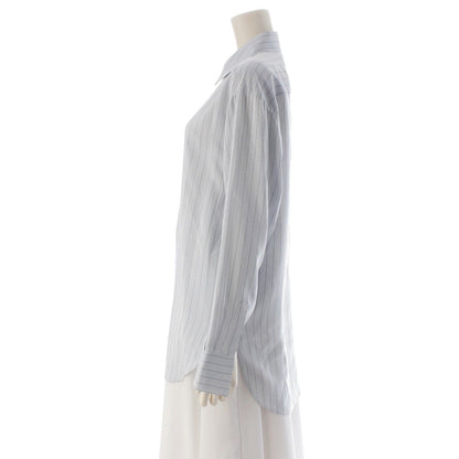 Dior Silk Stripe Bee Embroidery Shirt Blouse Top Light Blue 34 — view 3