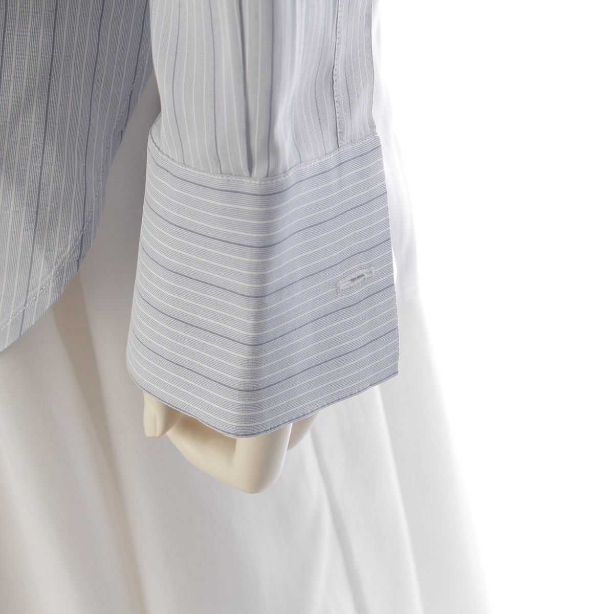 Dior Silk Stripe Bee Embroidery Shirt Blouse Top Light Blue 34 — view 6