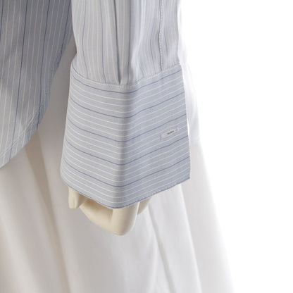 Dior Silk Stripe Bee Embroidery Shirt Blouse Top Light Blue 34 — view 6