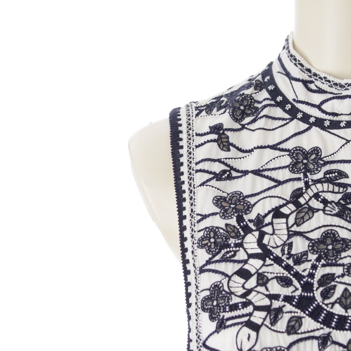 Dior Toile de Jouy Cotton Sleeveless Dress White Black 34 — view 6