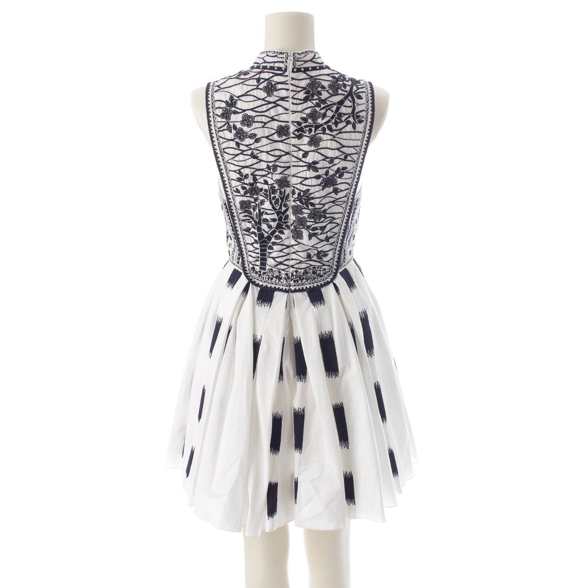 Dior Toile de Jouy Cotton Sleeveless Dress White Black 34 — view 4