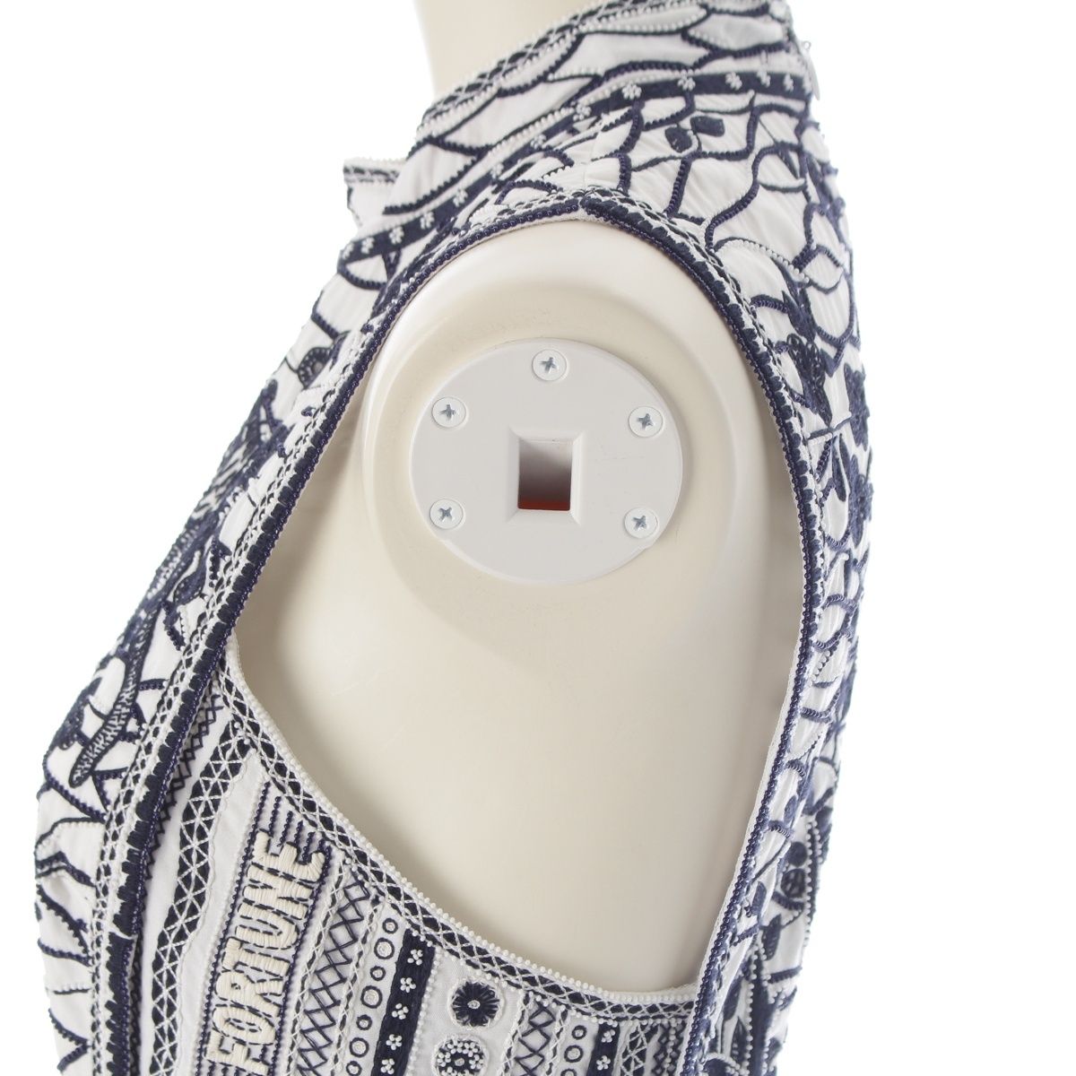 Dior Toile de Jouy Cotton Sleeveless Dress White Black 34 — view 7