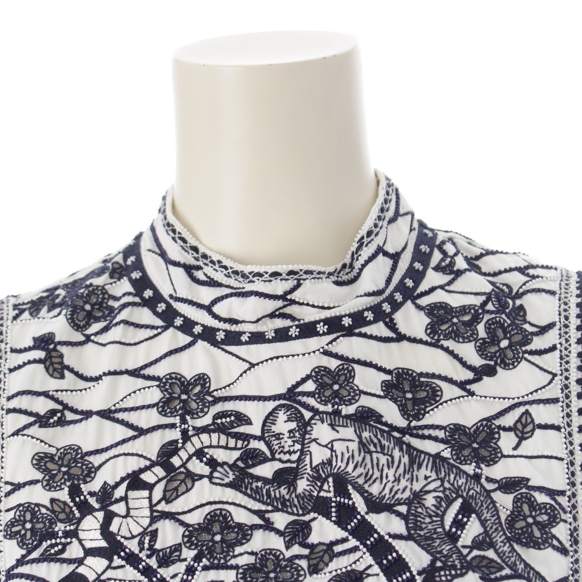 Dior Toile de Jouy Cotton Sleeveless Dress White Black 34 — view 5