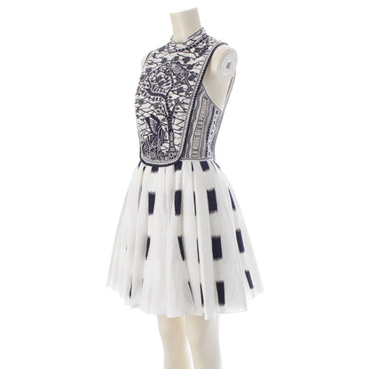 Dior Toile de Jouy Cotton Sleeveless Dress White Black 34 — view 2