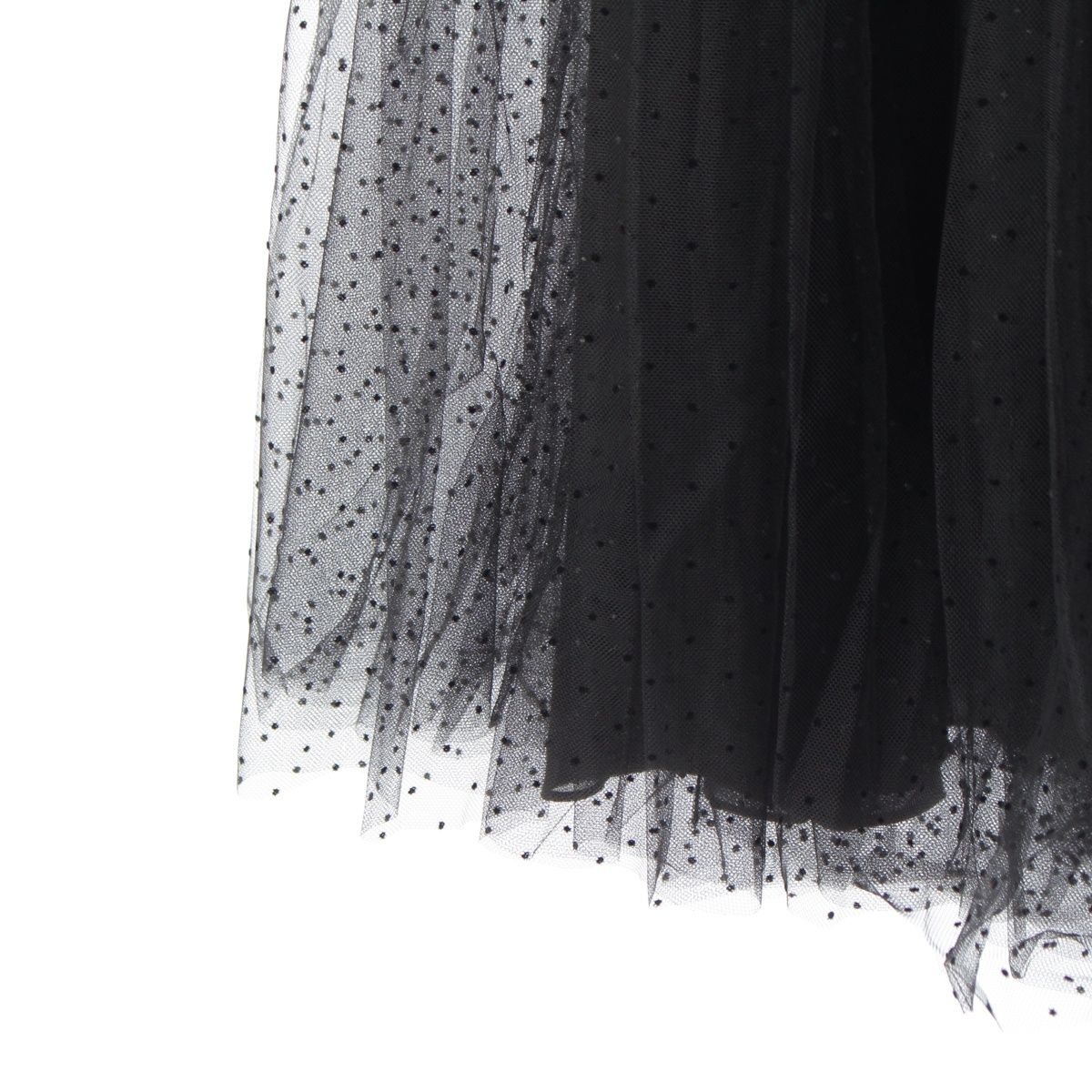 Dior Silk Dot Pattern Tulle Skirt Black 38 — view 4
