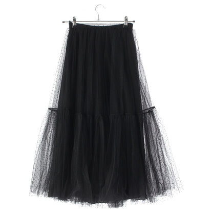 Dior Silk Dot Pattern Tulle Skirt Black 38