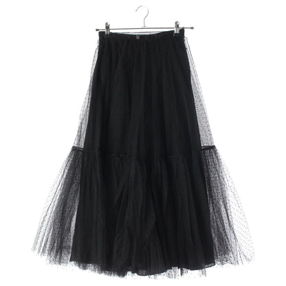 Dior Silk Dot Pattern Tulle Skirt Black 38 — view 2