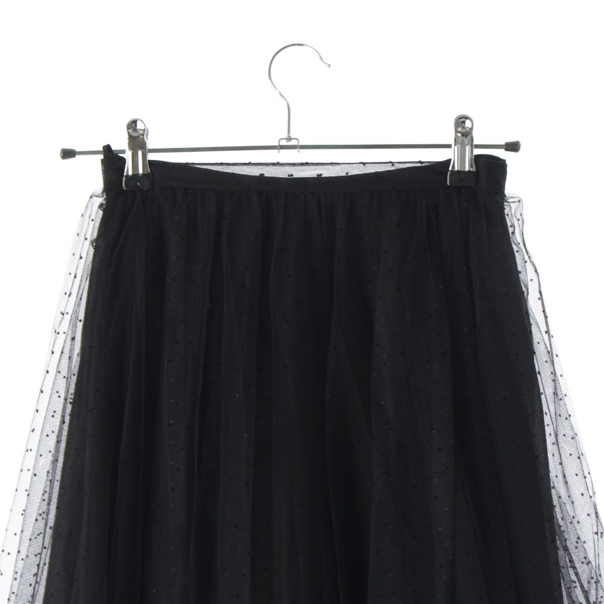 Dior Silk Dot Pattern Tulle Skirt Black 38 — view 3