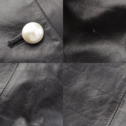 Chanel Lambskin Leather CC Logo Pearl Button Cropped Jacket Black 36 — view 8