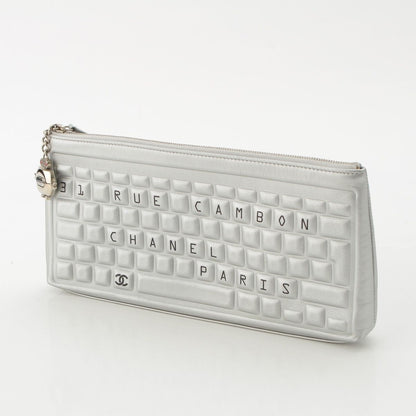 Chanel Cambon Keyboard Robot Charm Clutch Silver — view 2