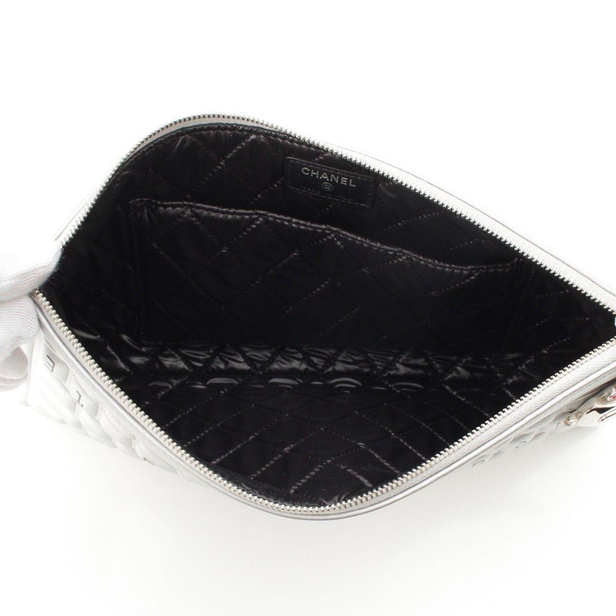 Chanel Cambon Keyboard Robot Charm Clutch Silver — view 6
