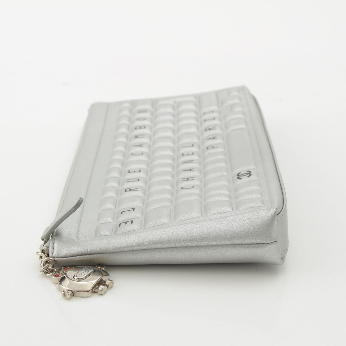 Chanel Cambon Keyboard Robot Charm Clutch Silver — view 4