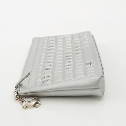 Chanel Cambon Keyboard Robot Charm Clutch Silver — view 4