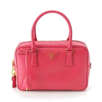Prada Saffiano Luxe Leather Triangle Logo Mini Boston Handbag Pink