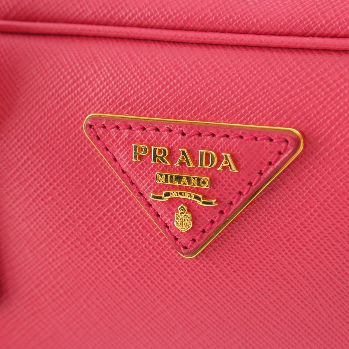 Prada Saffiano Luxe Leather Triangle Logo Mini Boston Handbag Pink — view 8