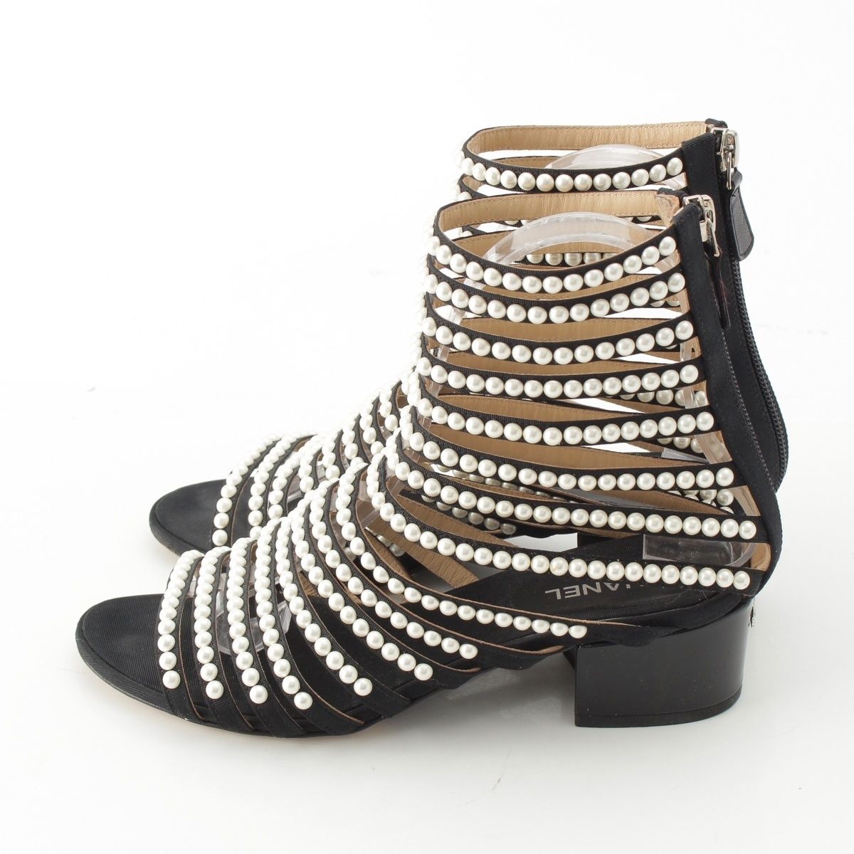 Chanel Pearl Metiers D'art Sandals Boots Black 36 1 2C — view 3