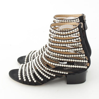 Chanel Pearl Metiers D'art Sandals Boots Black 36 1 2C — view 3