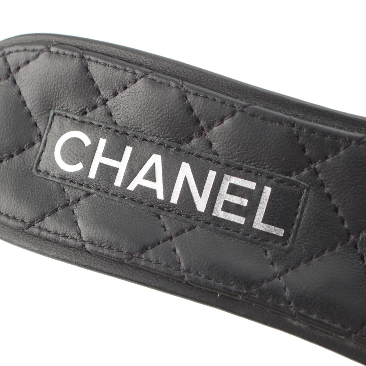 Chanel Pearl CC Logo Heels Gladiator Sandals Black — view 7